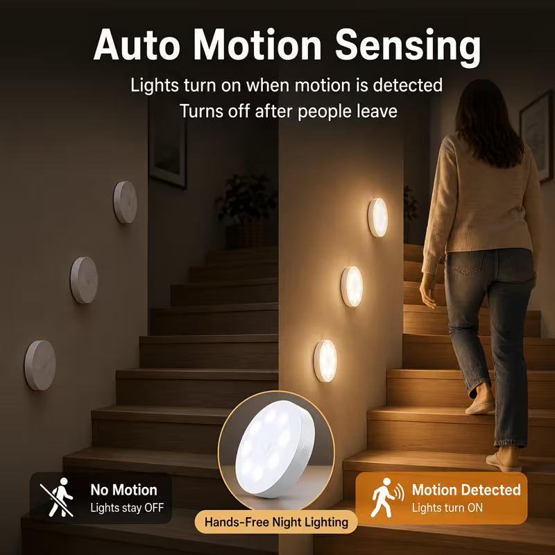 DOMMO™ MotionGlow — 3-Pack Rechargeable Motion Sensor Lights